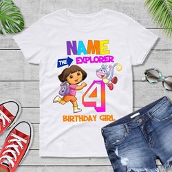 Dora the explorer Birthday Family custom shirts. Dora Birthday T-shirts. Dora the explorer Girls Birthday T-shirts.