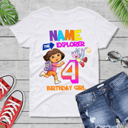 dora the explorer birthday family custom shirts. dora birthday t-shirts. dora the explorer girls birthday t-shirts.