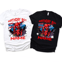 SpiderMan Birthday Family custom shirts. Spiderman Birthday T-shirts. Spiderman Birthday T-shirts.