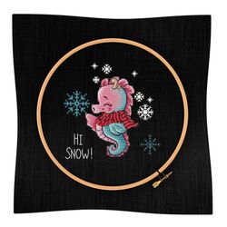 Winter seahorse Cross stitch