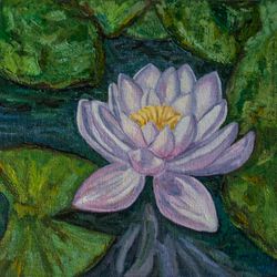 lotus oil painting, original