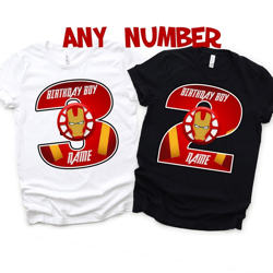ironman birthday family custom shirts. ironman birthday t-shirts. avengers birthday t-shirts.