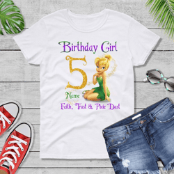 tinker bell fairy birthday family custom shirts. disney tinkerbell birthday t-shirts. tinker bell birthday t-shirts.