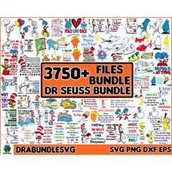 3750 Mega Dr Seuss Svg Bundle, Cat In The Hat SVG, Dr Seuss Hat SVG,Green Eggs And Ham Svg, Dr Seuss for Teachers Svg, L