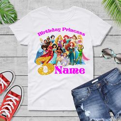 disney princess birthday family custom shirts. disney princess birthday t-shirts. princess birthday t-shirts