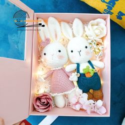 Wool Rabbit Custom name, Wool Handmade, amigurumi gift - Rabbit Crochet 28cm, Gau Handmade