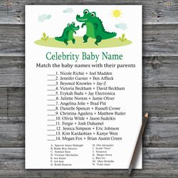 Alligator Celebrity baby name game card,Alligator Baby shower games printable,Baby Shower Activity,Instant Download-345