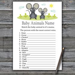 Mouse Baby animals name game card,Mouse Baby shower games printable,Fun Baby Shower Activity,Instant Download-344