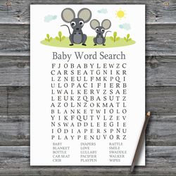 Mouse Baby shower word search game card,Mouse Baby shower games printable,Fun Baby Shower Activity,Instant Download-344