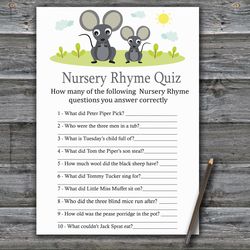 Mouse Nursery rhyme quiz baby shower game card,Mouse Baby shower games printable,Fun Baby Shower Activity-344