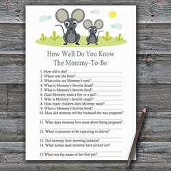 Mouse How well do you know baby shower game card,Mouse Baby shower games printable,Fun Baby Shower Activity-344