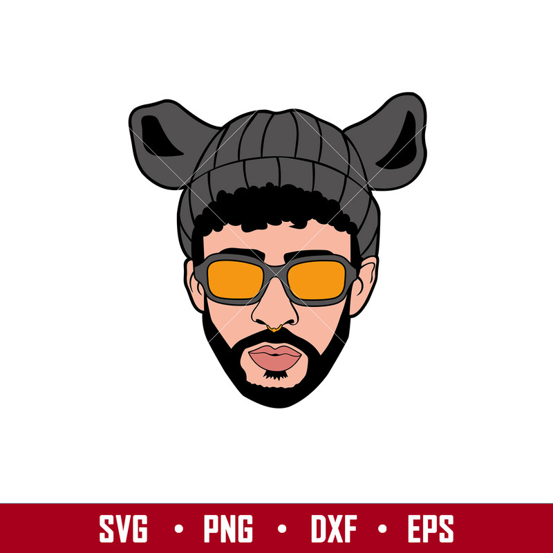Bad Bunny Beanie, Bad Bunny Beanie Svg, Yo Perreo Sola Svg, Bad bunny logo Svg, El Conejo Malo Svg, png, eps, dxf file.jpg