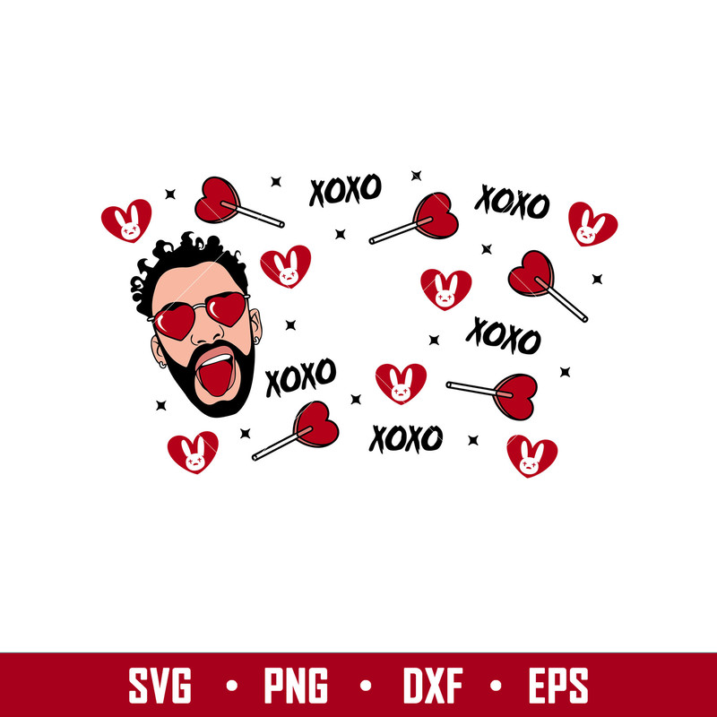 Bad Bunny Valentine Full Wrap,Bad Bunny Valentine Full Wrap Svg, Starbucks Svg, Coffee Ring Svg, Cold Cup Svg,png,eps,dxf file.jpg