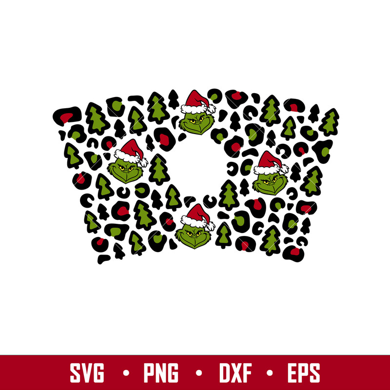 Christmas Leopard Full Wrap, Christmas Leopard Full Wrap Svg, Starbucks Svg, Coffee Ring Svg, Cold Cup Svg, png, eps, dxf file.jpg