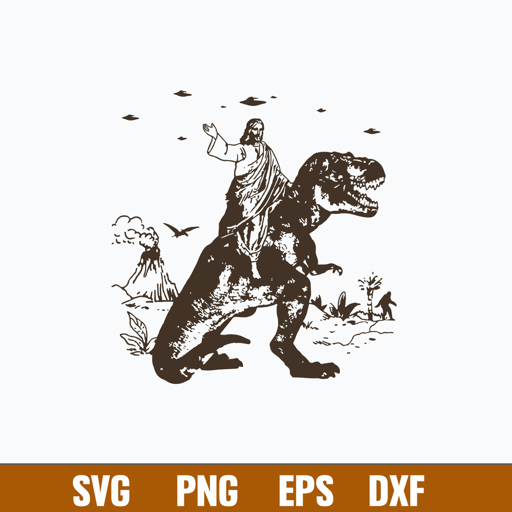Jesus Riding Dinosaur Svg, Jesus Svg, Dinosaur Svg, Png Dxf Eps File.jpg