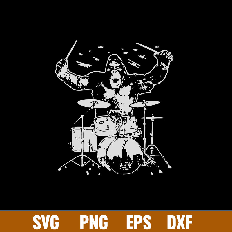King Kong Playing Drums Svg, Kinh Kong Svg, Png Dxf Eps File.jpg