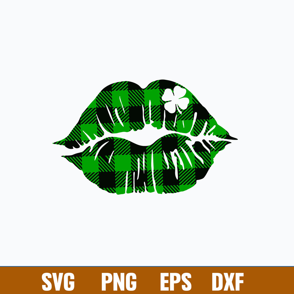 Lips with Clover Svg, Lip Svg, Png Dxf Eps File.jpg