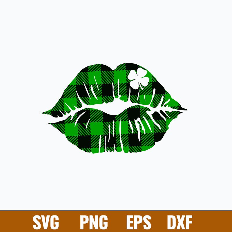 Lips with Clover Svg, Lip Svg, Png Dxf Eps File.jpg