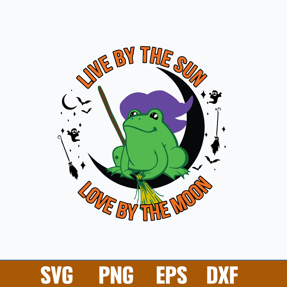 Live By The Sun Love By The Moon Svg, Frog Svg, Png Dxf Eps File.jpg