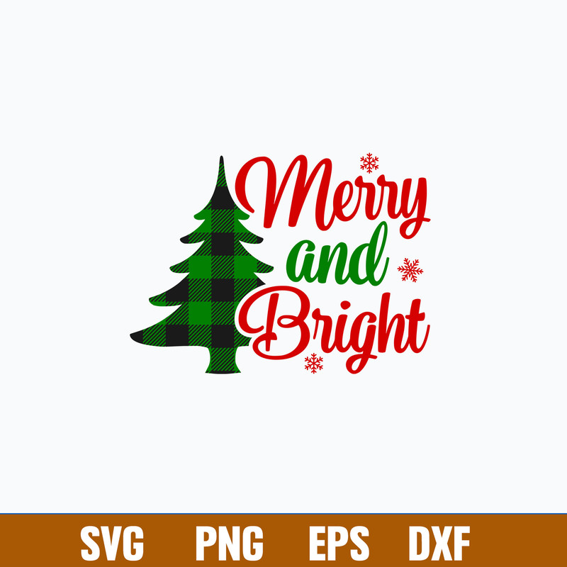 Merry And Bright Svg, Christmas Tree Svg, Png Dxf Eps File.jpg