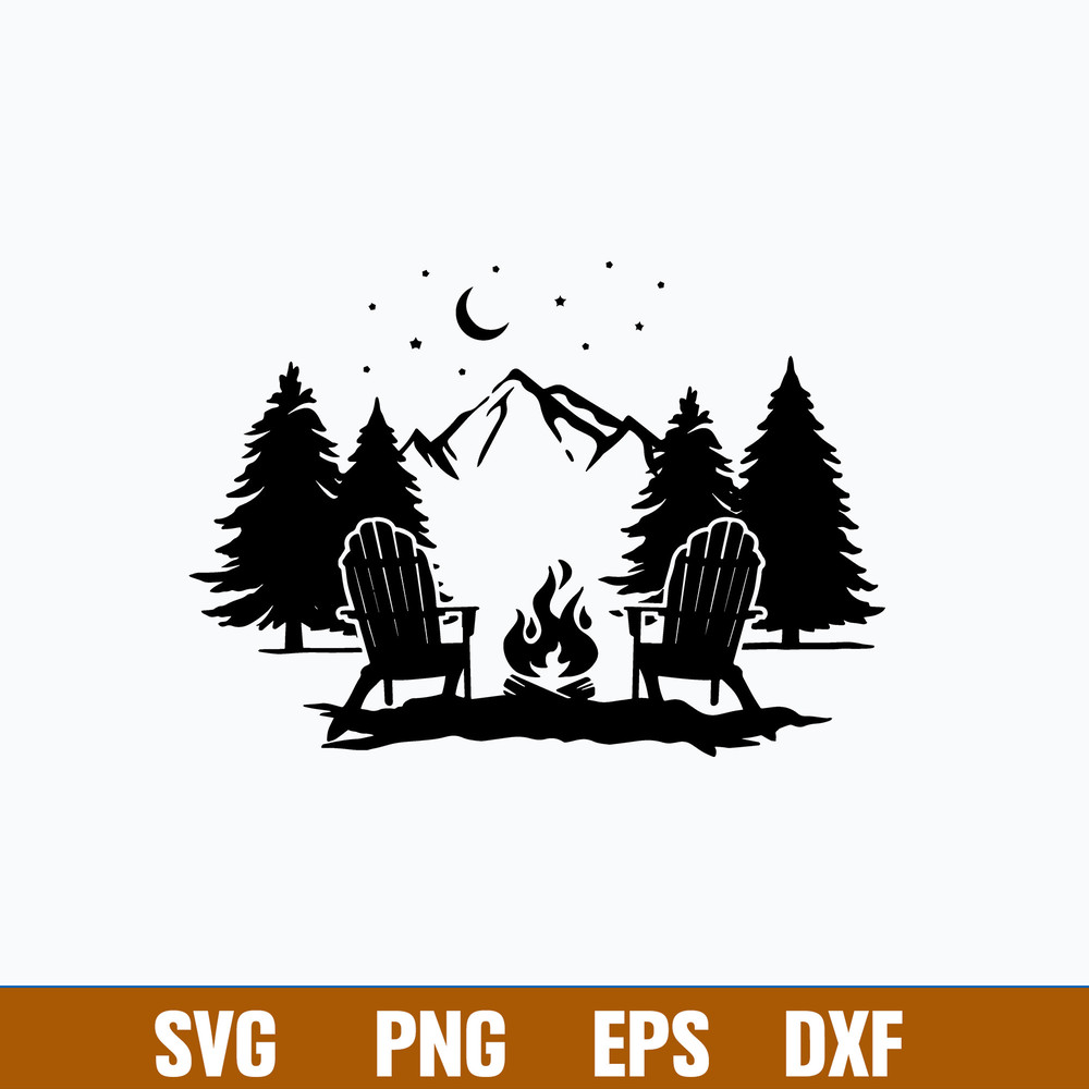 Mountain Scene With Adirondack Chairs Svg, Png Dxf Eps File.jpg