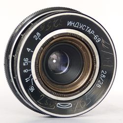 Industar-69 2.8/28 lens for scale-focus camera Chayka M39 mount USSR BelOMO