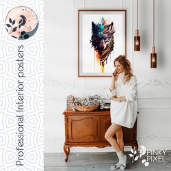 unleash the wild with this stunning wolf poster - perfect for your home or office. wall art. digital print. poster