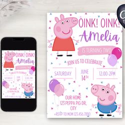 peppa pig birthday invitation | digital download | printable | editable