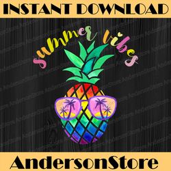 summer vibes pineapple sublimation designs downloads, pineapple with sunglasses png, digital download