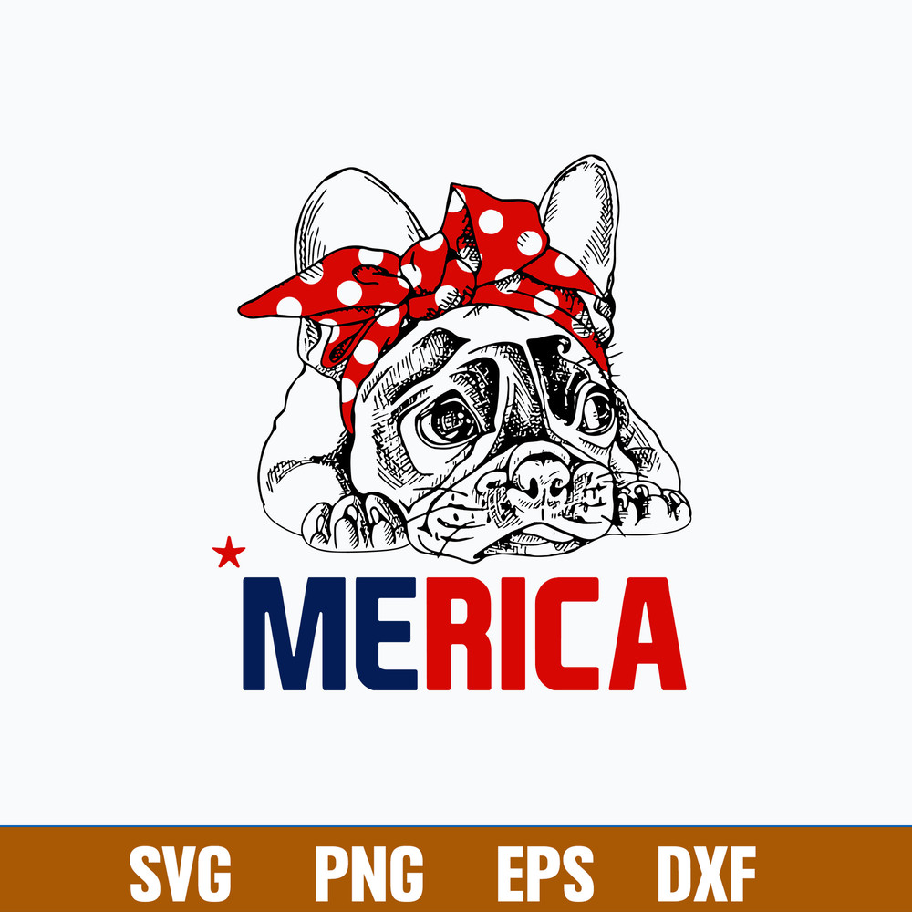 Pug Merica Svg, Pugdog 4th of july Svg, Png Dxf Eps File.jpg