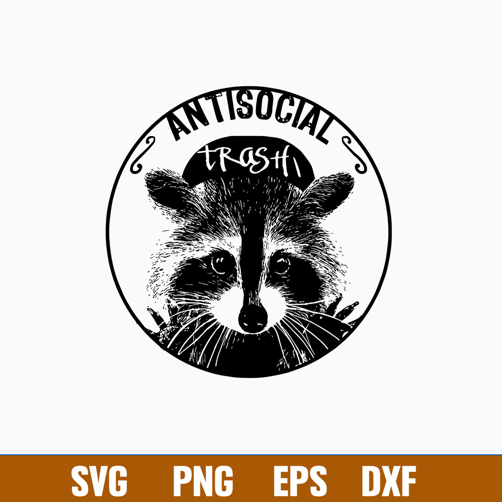 Raccoon Anti Social Svg, Raccoon Svg, Png Dxf Eps File.jpg