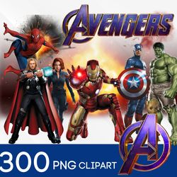avengers png clipart bundle, avengers png, superhero birthday, marvel png, marvel clipart, thor, captain america, hulk