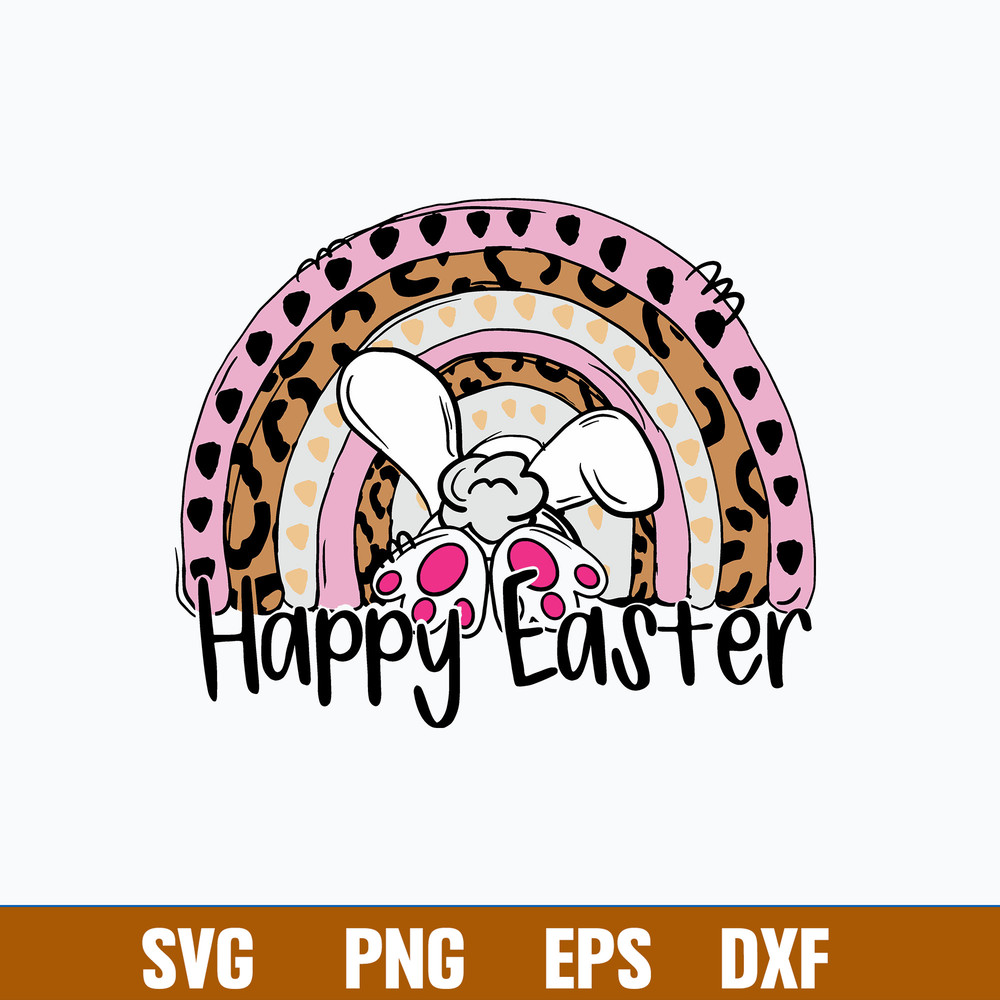 Rainbow Easter Svg, Rainbow Svg, Easter Rabbit Svg, Png Dxf Eps File.jpg