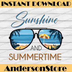 sunshine and summer time png, summer vibes sublimation design download, lake png, summer sunglasses png, sunshine