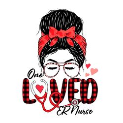 leopard messy bun one loved nursing svg, valentines day svg, valentine svg