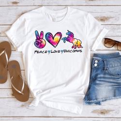 peace, love, unicorns t-shirt. peace, love shirts read the description