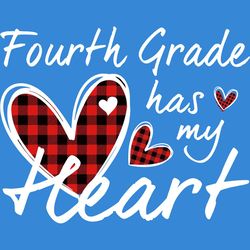 4th Fourth Grade Has My Heart Plaid Svg, Valentine Svg, Valentine Day Svg