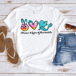 peace, love, mermaids t-shirt. peace, love shirts read the description