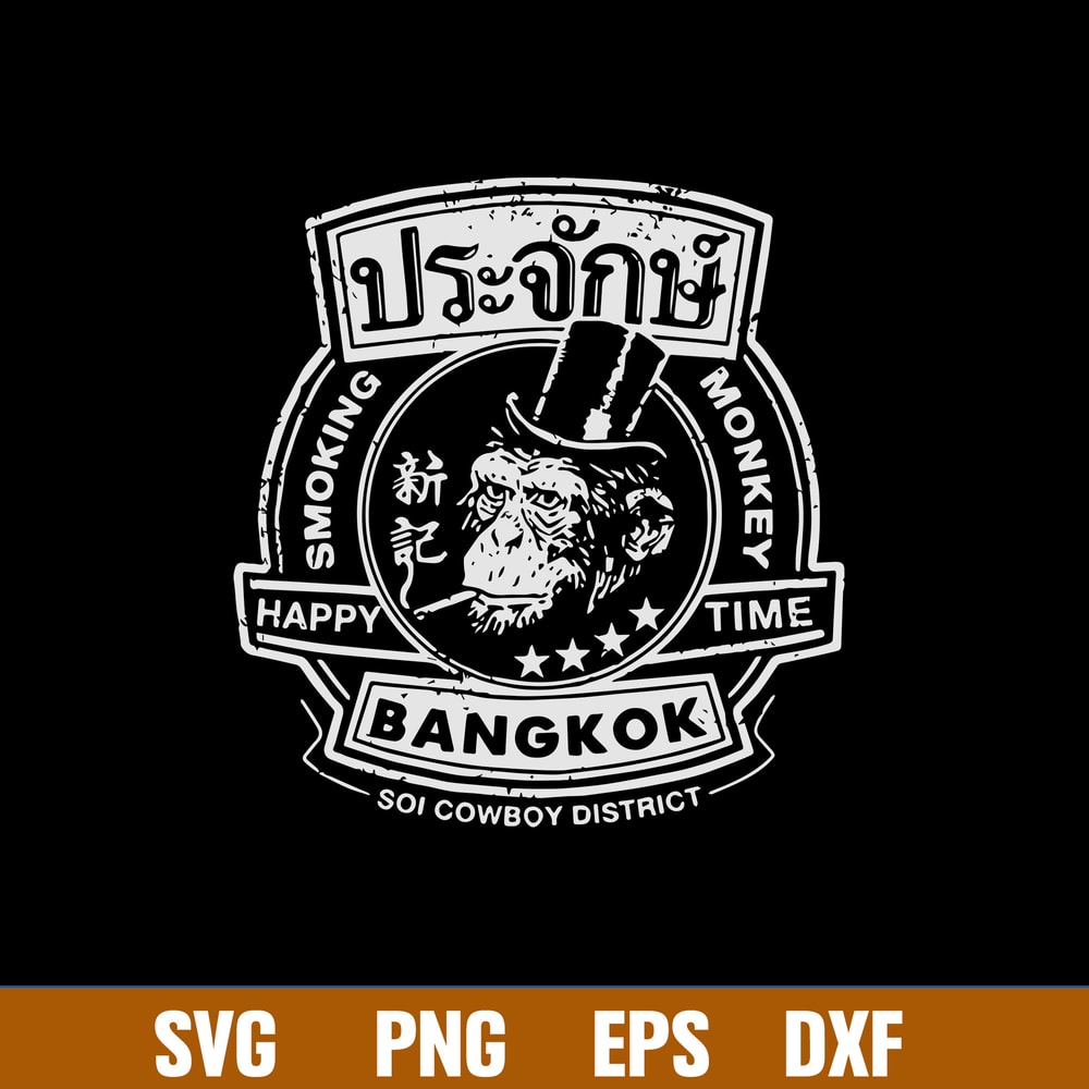 Smoking Monkey Bar Svg, Monkey Smoking Happy Time Bangkok Svg, Png Dxf Eps File.jpg