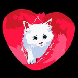 White Cat Heart Svg, Holidays Svg, Valentine Svg, Cute Cat Svg, Happy Valentine Day Svg
