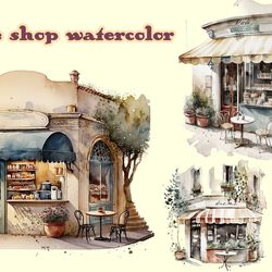 Cafe Shop Watercolor Clipart