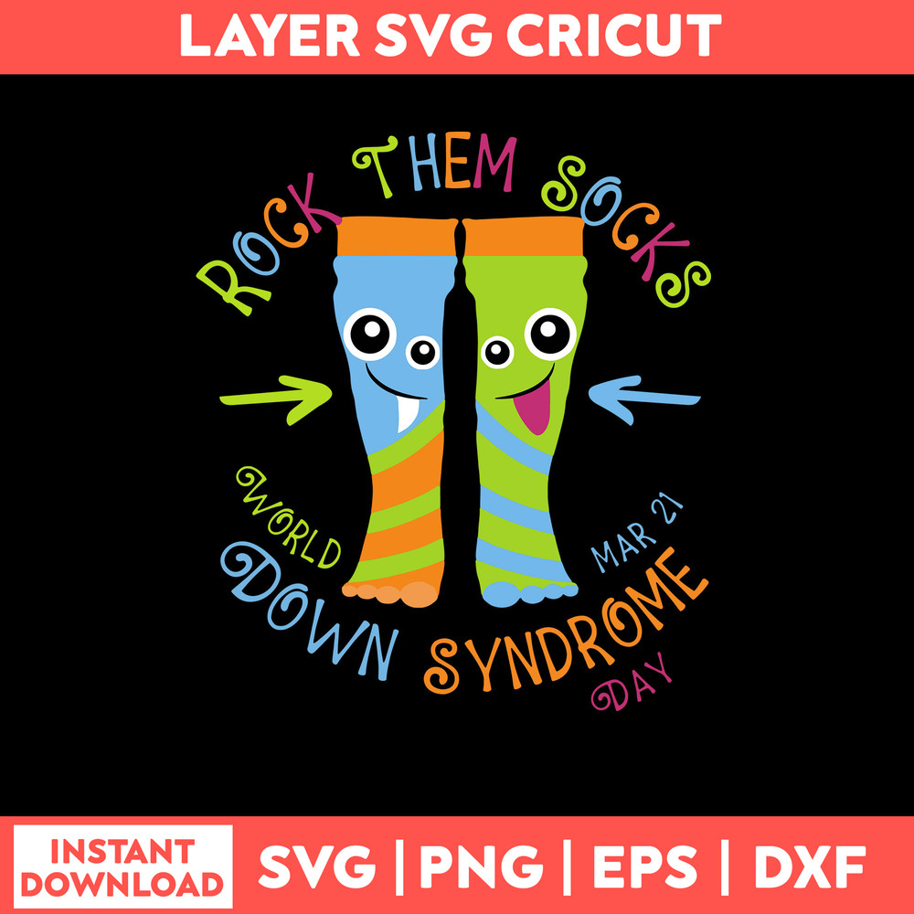 Rock Them Socks World Down Syndrome Awareness Day Svg, Png Dxf Eps File.jpg