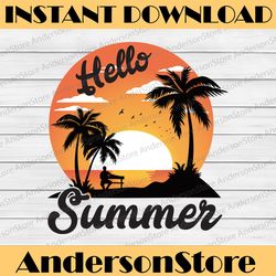 hello summer with sun png | clipart | printable