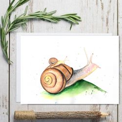 Snail Painting Watercolor Wall Decor 8"x11" home art handmade watercolor painting art by Anne Gorywine