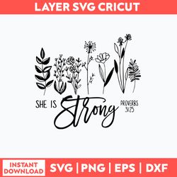 She Is Strong Svg, Png Dxf Eps File
