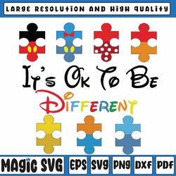 autism awareness, it's ok to be different mouse - friends autism youth svg,st patricks day, digital download