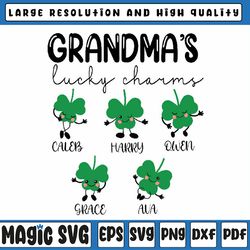 personalized names grandma st. patrick's day svg, grandma's lucky charms png, st. patrick's day, digital download