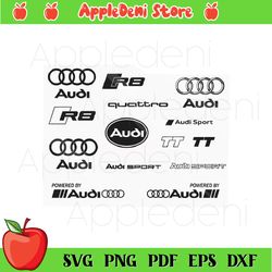 Famous Logo Design History Audi Bundle Svg, Brand Svg, Audi Logo Svg, Sports Brand Audi Svg, Powered By Audi Svg, Audi S