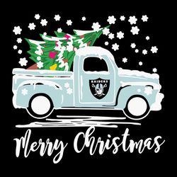 Vintage Car Carrying Christmas Tree Oakland Raiders Merry Christmas ,NFL Svg, Football Svg, Cricut File, Svg