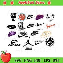 Nike Logo Bundle Svg, Brand Svg, Nike Swoosh Svg, Michael Jordan Svg, Just Do It Svg, Nike Golf Svg, Nike Logo Svg, Famo